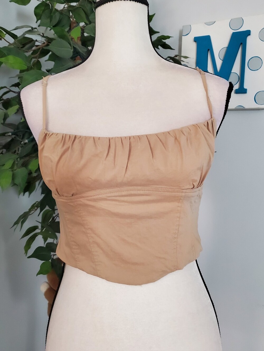 ZARA Gathered Bust Milkmaid Cropped Corset M